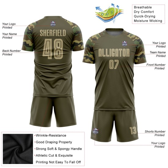Soccer Service Vegas Sublimation To Uniform Jersey Custom Olive Gold-Camo Salute Soccer Service Vegas Sublimation To Uniform Jersey Custom Olive Gold-Camo Salute