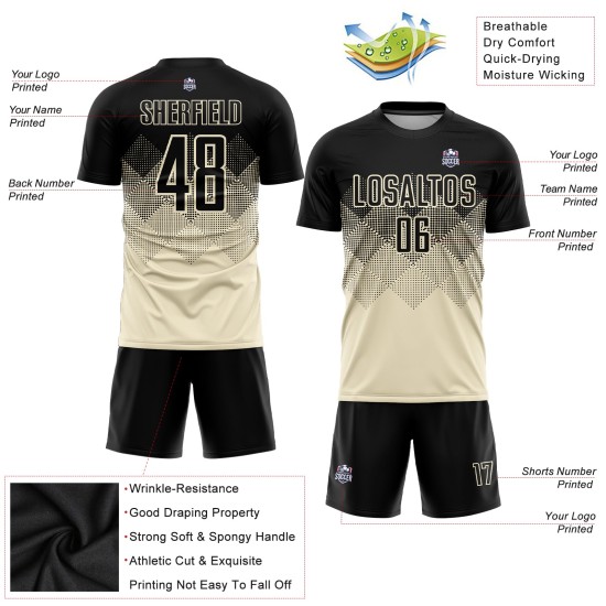 Soccer Sublimation Uniform Jersey Custom Cream Black Soccer Sublimation Uniform Jersey Custom Cream Black