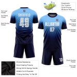 Custom Fashion White-Navy Jersey Fade Soccer Sublimation Uniform Blue Light Custom Fashion White-Navy Jersey Fade Soccer Sublimation Uniform Blue Light
