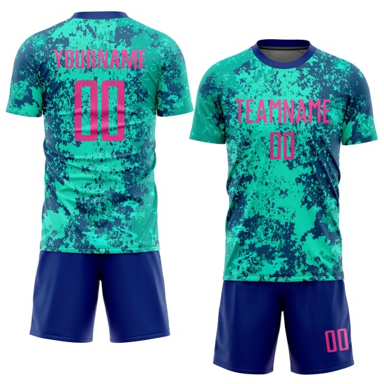 Pink-Royal Jersey Custom Teal Uniform Sublimation Soccer Pink-Royal Jersey Custom Teal Uniform Sublimation Soccer