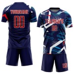 Soccer Navy Uniform Custom Sublimation Jersey Red-White