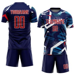 Soccer Navy Uniform Custom Sublimation Jersey Red-White Soccer Navy Uniform Custom Sublimation Jersey Red-White