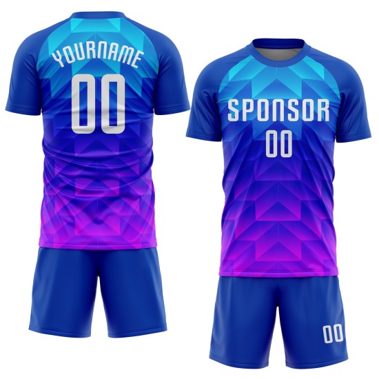 Jersey White Pink Light Royal Soccer Uniform Blue-Hot Sublimation Custom Jersey White Pink Light Royal Soccer Uniform Blue-Hot Sublimation Custom