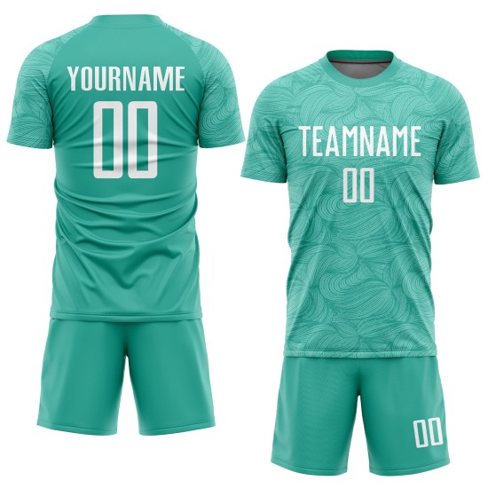 Aqua Uniform Sublimation White Jersey Soccer Custom Aqua Uniform Sublimation White Jersey Soccer Custom