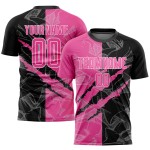 Soccer Jersey Pattern Sublimation Uniform Graffiti Black-White Scratch Custom Pink Soccer Jersey Pattern Sublimation Uniform Graffiti Black-White Scratch Custom Pink