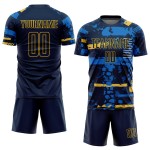 Navy Soccer Uniform Jersey Navy-Gold Sublimation Custom