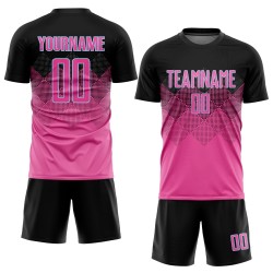 Black-LIght Sublimation Custom Jersey Soccer Uniform Pink Shape Blue Gradient Square Black-LIght Sublimation Custom Jersey Soccer Uniform Pink Shape Blue Gradient Square