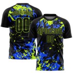 Black Jersey Green-Royal Soccer Neon Uniform Sublimation Custom Black Black Jersey Green-Royal Soccer Neon Uniform Sublimation Custom Black