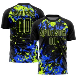 Black Jersey Green-Royal Soccer Neon Uniform Sublimation Custom Black Black Jersey Green-Royal Soccer Neon Uniform Sublimation Custom Black