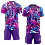 Soccer Pattern Sublimation Custom Uniform Graffiti Purple-White Jersey