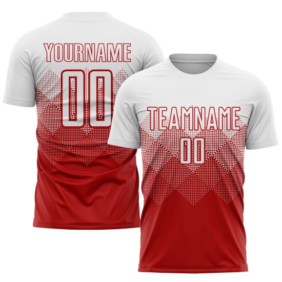 White Red Jersey Uniform Custom Soccer Sublimation White Red Jersey Uniform Custom Soccer Sublimation