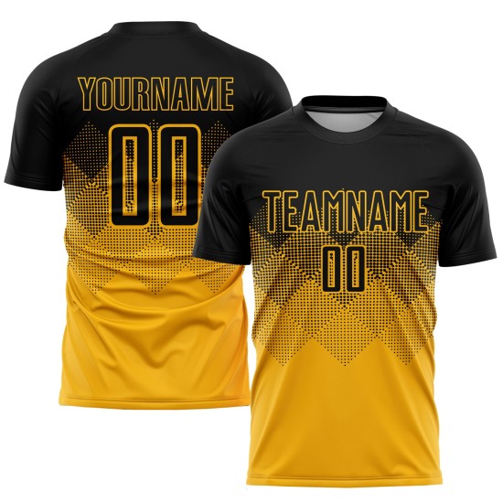Custom Sublimation Uniform Black Gold Soccer Jersey Custom Sublimation Uniform Black Gold Soccer Jersey
