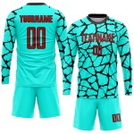 Sublimation Red-Black Soccer Uniform Jersey Aqua Custom Sublimation Red-Black Soccer Uniform Jersey Aqua Custom