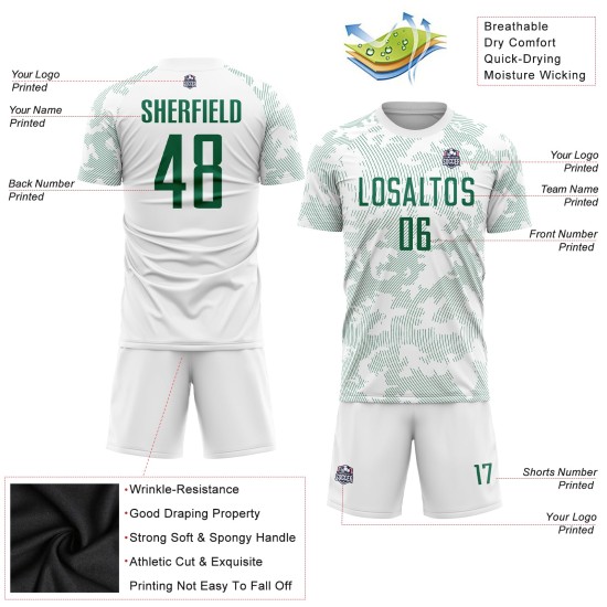 Jersey Uniform Soccer Custom Sublimation Kelly Green White Jersey Uniform Soccer Custom Sublimation Kelly Green White