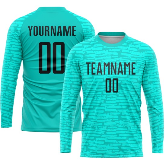 Black Soccer Aqua Custom Jersey Sublimation Uniform Black Soccer Aqua Custom Jersey Sublimation Uniform