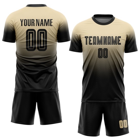 Black Jersey Custom Uniform Fade Fashion Soccer Cream Sublimation Black Jersey Custom Uniform Fade Fashion Soccer Cream Sublimation
