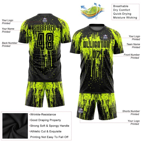Jersey Sublimation Neon Green Uniform Custom Black Soccer Jersey Sublimation Neon Green Uniform Custom Black Soccer