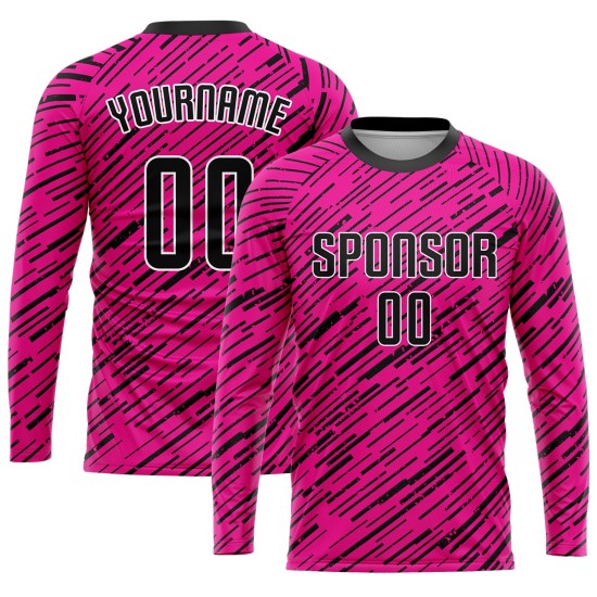 Custom Soccer Jersey Pink Uniform Sublimation Black-White Custom Soccer Jersey Pink Uniform Sublimation Black-White