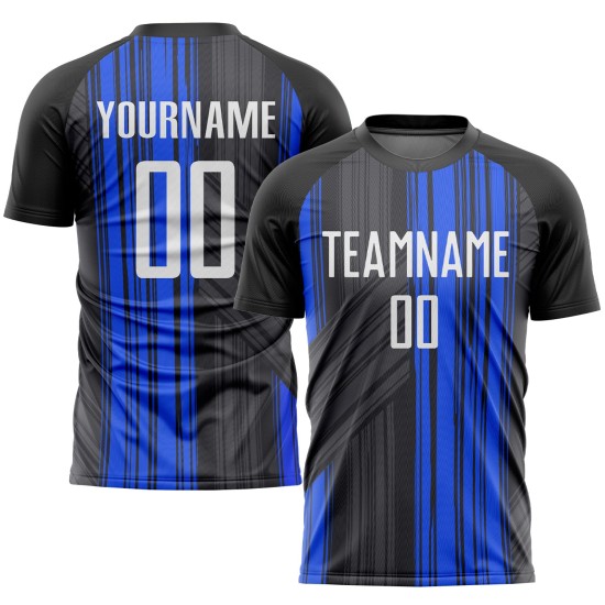 White-Royal Black Sublimation Jersey Soccer Custom Uniform White-Royal Black Sublimation Jersey Soccer Custom Uniform