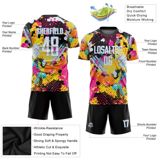 Custom Blue White-Light Sublimation Graffiti Jersey Soccer Uniform Pattern Custom Blue White-Light Sublimation Graffiti Jersey Soccer Uniform Pattern