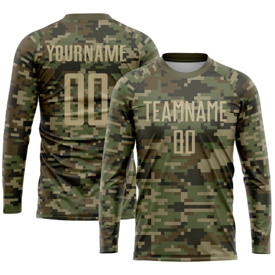 Sublimation Soccer Jersey Uniform Service Camo To Gold-Olive Custom Salute Vegas Sublimation Soccer Jersey Uniform Service Camo To Gold-Olive Custom Salute Vegas