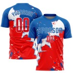 Sublimation Red-White Uniform Soccer Custom Jersey Royal Sublimation Red-White Uniform Soccer Custom Jersey Royal