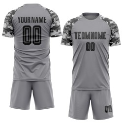 Custom Soccer Sublimation Black-Camo Uniform Jersey Gray Custom Soccer Sublimation Black-Camo Uniform Jersey Gray