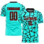 Sublimation Red-Black Soccer Uniform Jersey Aqua Custom Sublimation Red-Black Soccer Uniform Jersey Aqua Custom