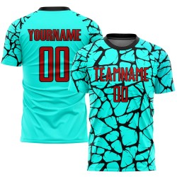 Sublimation Red-Black Soccer Uniform Jersey Aqua Custom Sublimation Red-Black Soccer Uniform Jersey Aqua Custom