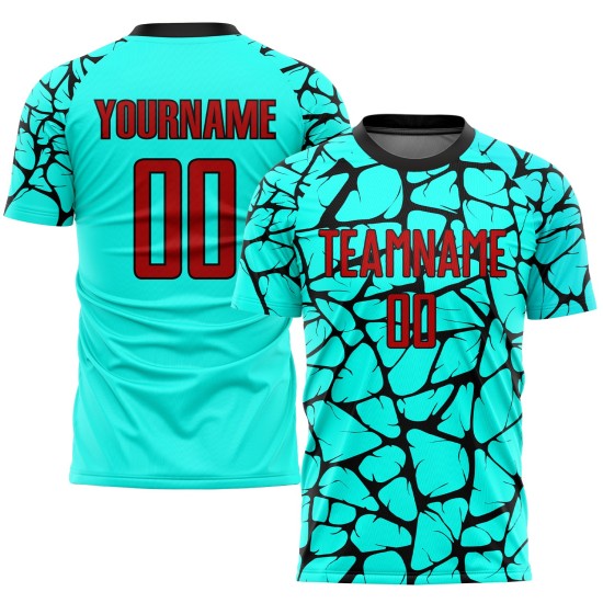 Sublimation Red-Black Soccer Uniform Jersey Aqua Custom Sublimation Red-Black Soccer Uniform Jersey Aqua Custom