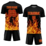 Custom Jersey Sublimation Soccer Uniform Flame Red-Gold Black Custom Jersey Sublimation Soccer Uniform Flame Red-Gold Black