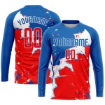 Sublimation Red-White Uniform Soccer Custom Jersey Royal Sublimation Red-White Uniform Soccer Custom Jersey Royal