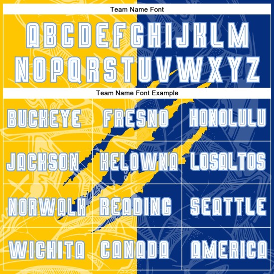 Soccer Royal Scratch White Custom Yellow-Light Jersey Graffiti Pattern Blue Sublimation Uniform Soccer Royal Scratch White Custom Yellow-Light Jersey Graffiti Pattern Blue Sublimation Uniform