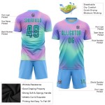 Teal-White Custom Jersey Tie Soccer Uniform Dye Sublimation Teal-White Custom Jersey Tie Soccer Uniform Dye Sublimation