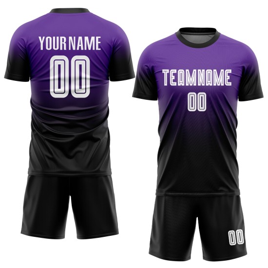 Sublimation Jersey Uniform Purple Fade White-Black Soccer Custom Fashion