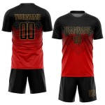 Custom Red Sublimation Uniform Jersey Gold Soccer Black-Old Custom Red Sublimation Uniform Jersey Gold Soccer Black-Old