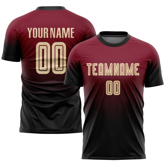 Sublimation Custom Fade Uniform Jersey Crimson Soccer Fashion Cream-Black Sublimation Custom Fade Uniform Jersey Crimson Soccer Fashion Cream-Black