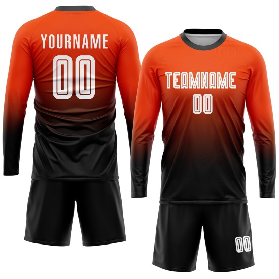 Jersey Orange Uniform Fade Sublimation Custom Fashion Soccer White-Black Jersey Orange Uniform Fade Sublimation Custom Fashion Soccer White-Black