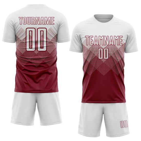 White Sublimation Custom Jersey Crimson Uniform Soccer White Sublimation Custom Jersey Crimson Uniform Soccer