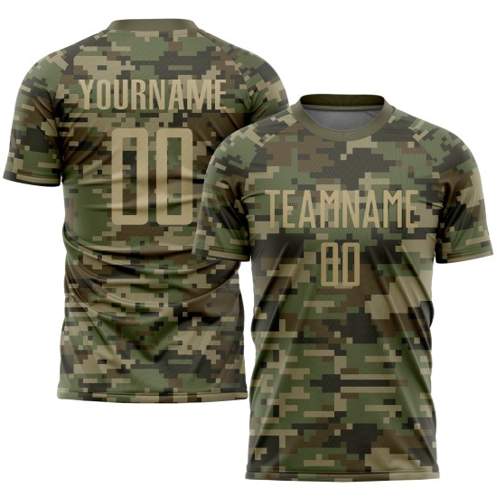 Sublimation Soccer Jersey Uniform Service Camo To Gold-Olive Custom Salute Vegas Sublimation Soccer Jersey Uniform Service Camo To Gold-Olive Custom Salute Vegas