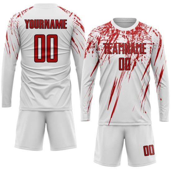 White Red-Black Jersey Uniform Sublimation Soccer Custom White Red-Black Jersey Uniform Sublimation Soccer Custom