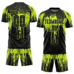 Jersey Sublimation Neon Green Uniform Custom Black Soccer Jersey Sublimation Neon Green Uniform Custom Black Soccer