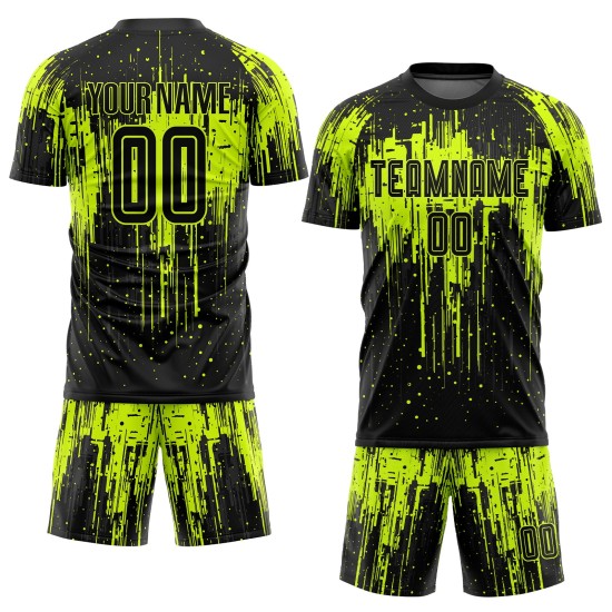Jersey Sublimation Neon Green Uniform Custom Black Soccer Jersey Sublimation Neon Green Uniform Custom Black Soccer