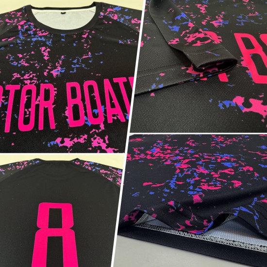 Custom Pink-Light Sublimation Black Jersey Blue Uniform Soccer Custom Pink-Light Sublimation Black Jersey Blue Uniform Soccer