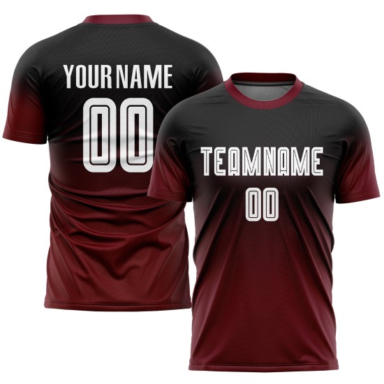 Fade Uniform Sublimation White-Crimson Jersey Black Custom Fashion Soccer Fade Uniform Sublimation White-Crimson Jersey Black Custom Fashion Soccer