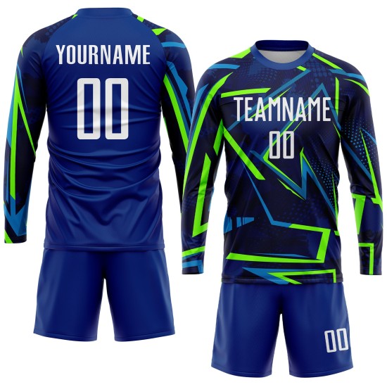 Soccer Sublimation White-Neon Custom Green Uniform Jersey Royal Soccer Sublimation White-Neon Custom Green Uniform Jersey Royal