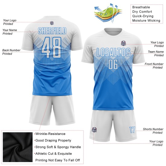 Uniform White Blue Powder Jersey Soccer Custom Sublimation Uniform White Blue Powder Jersey Soccer Custom Sublimation