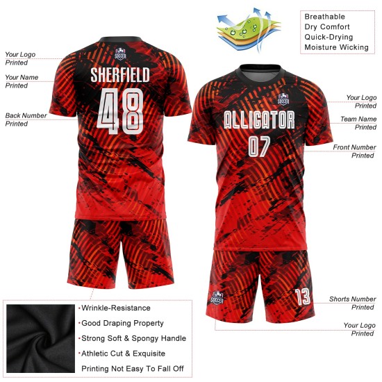Jersey Red Custom Sublimation White-Black Soccer Uniform Jersey Red Custom Sublimation White-Black Soccer Uniform