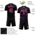 Custom Pink-Light Sublimation Black Jersey Blue Uniform Soccer Custom Pink-Light Sublimation Black Jersey Blue Uniform Soccer