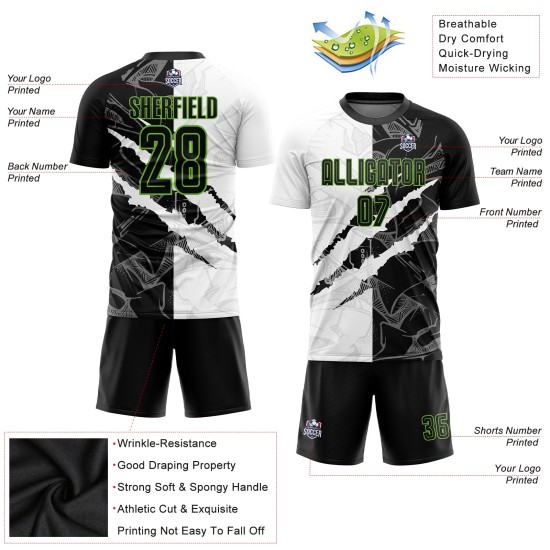 Uniform Sublimation Jersey Pattern Soccer Green Custom Black-Neon Graffiti Scratch Uniform Sublimation Jersey Pattern Soccer Green Custom Black-Neon Graffiti Scratch